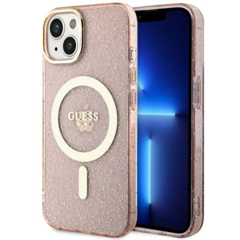 Etui Guess GUHMP14MHCMCGP für iPhone 14 Plus 6,7" Hardcase Glitter Gold MagSafe