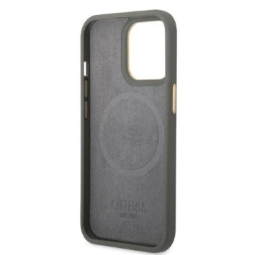 Etui Guess GUHMP13LSAPSTG für Apple iPhone 13 Pro / 13 6,1" szary/grey Hardcase Peony Logo Plate MagSafe