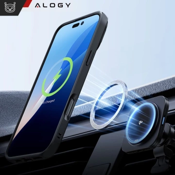 Etui hybrydowe ochronne do Apple iPhone 16 Pro Alogy KickStand Hybrid Case z podpórką do MagSafe Czarne + szkło hartowane