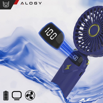 Ventilator, tragbarer Tischventilator, Alogy, kabellos, tragbar, stehend mit Telefonständer, Marineblau