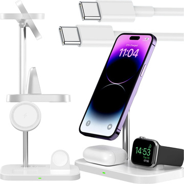 TECH-PROTECT QI15W-A22 3IN1 MAGNETISCHES MAGSAFE DRAHTLOSES LADEGERÄT WEISS