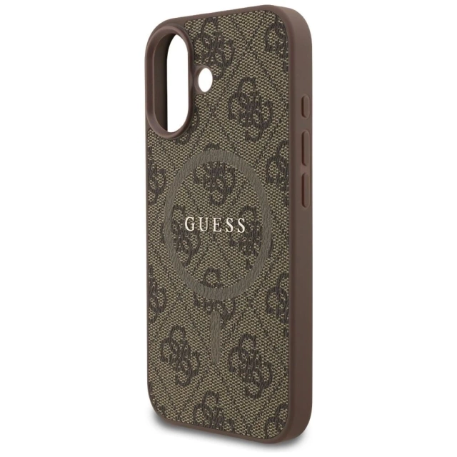 Etui Guess 4G Ring Classic Logo MagSafe do iPhone 17 brązowe