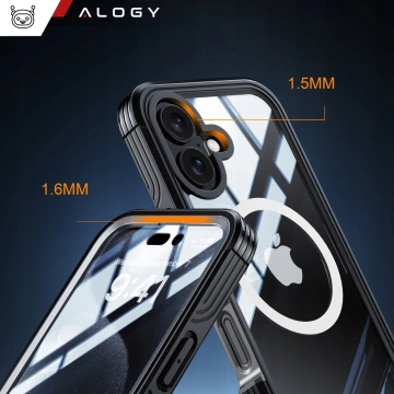 Etui ochronne na telefon do Apple iPhone 16 Plus Alogy Shield360 MagCase™️ do MagSafe obudowa z ochroną wyświetlacza i aparatu Czarne