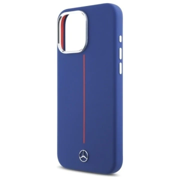 Etui Mercedes do iPhone 16 Pro Max 6.9" Granatowy MagSafe Hardcase Silicone Red Stripe 