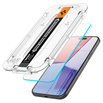 2x Panzerglas für iPhone 15 Spigen Glas.TR „EZ FIT“ Klar