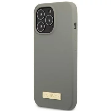 Etui Guess GUHMP13LSPLG do Apple iPhone 13 Pro / 13 6,1" szary/grey hard case Silicone Logo Plate MagSafe