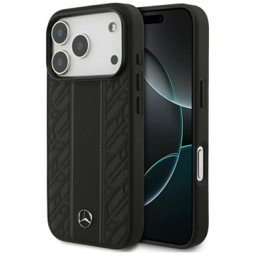 Etui do iPhone 17 Pro Mercedes-Benz Leather Laurel Leaves MagSafe Black