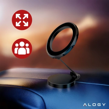 Uchwyt samochodowy na telefon do MagSafe Uchwyt magnetyczny Alogy Car Holder na deskę rozdzielczą do auta Czarny