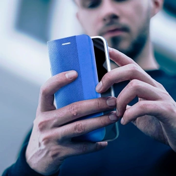 Etui Kabura SENSITIVE Book do iPhone 16 Pro Niebieski z Podstawką