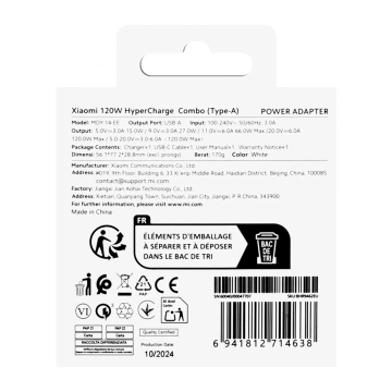 Xiaomi 120W GaN Super Fast Charger mit USB-C Kabel für Smartphone und Laptop