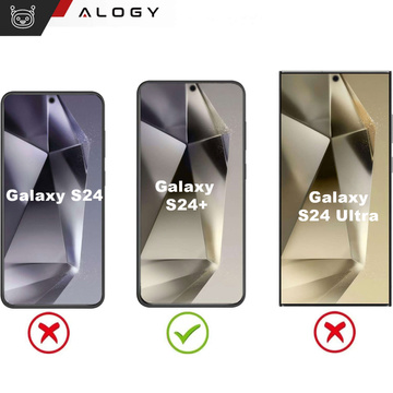 Etui do Samsung Galaxy S24+ Plus Mag Safe Glamour Case Ring obudowa ochrona aparatów Alogy Czarne przezroczyste + Szkło