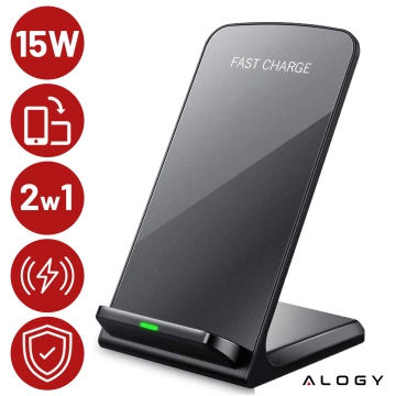 Alogy Qi Stand Charger kabelloses Induktionsladegerät für Telefonständer-Ladestation 15 W Schwarz