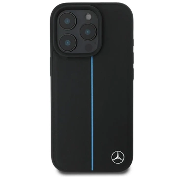 Etui Mercedes do iPhone 16 Pro Max 6.9" Hardcase MB Blue Line Leather MagSafe Czarny