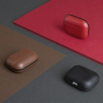 UNIQ Kopfhörer Schutzhülle Terra Case für Apple AirPods Pro Echtleder rot/rot