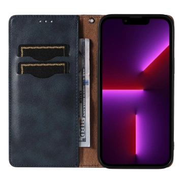 Magnet Strap Case etui do iPhone 12 Pro pokrowiec portfel + mini smycz zawieszka niebieski