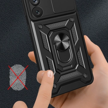 Etui Hybrid Armor Camshield do Samsung Galaxy S23+ pancerny pokrowiec z osłoną na aparat niebieskie