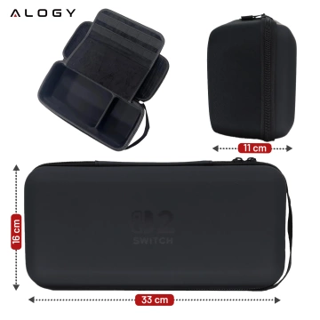 Pokrowiec do Nintendo Switch 2 2025 Torba Ochronna Duże Twarde Etui EVA, Kuferek, Wodoodporna, Lekka, z Uchwytami Alogy HardFoamBag™ – Czarna