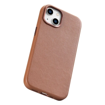 iCarer Case Lederhülle für iPhone 14 Plus braun (kompatibel mit MagSafe)