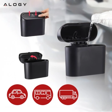 Auto-Abfallbehälter-Organizer, Mini, kleiner tragbarer Mülleimer für Autos, Autos, Zuhause, Alogy, Schwarz