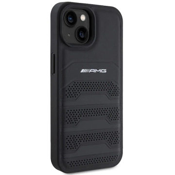 Etui do iPhone 15 Plus Mercedes AMG Leather Debossed Lines czarne