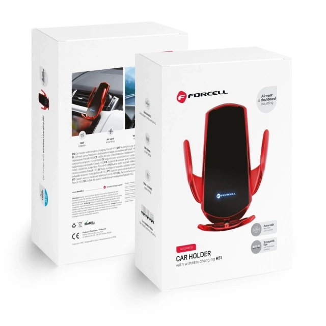 Autoladegerät Forcell HS1 Auto IR Qi 15W Induktion Rot