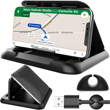 Uchwyt samochodowy na kokpit deskę do auta Alogy Carbon na telefon do 6.8 cali GPS Czarny + Organizer