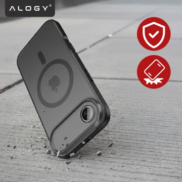 Hülle für Apple iPhone 16 Pro Max Alogy MagSafe Hybrid Matte Case Matte Cover mit Linsenschutz Schwarz