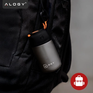 Termos pojemnik obiadowy na jedzenie żywność zupę lód  dla dzieci 700ml Alogy ze stali nierdzewnej + składana łyżeczka termiczny szary