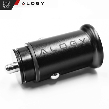 Ładowarka samochodowa 48W USB QC 3.0 18W + USB-C C PD 30W szybka mocna do telefonu Alogy Car czarna + Kabel USB-C 1m