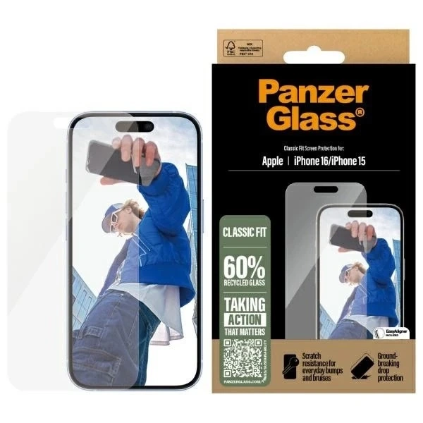 Gehärtetes Glas für iPhone 16 PanzerGlass Displayschutzfolie Classic Fit