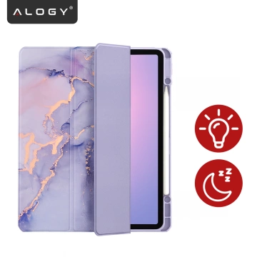 Etui Ochronne do Apple iPad 10.9" 10 Gen 2022 / iPad 11" A16 11 Gen 2025 Hybrydowe z Miejscem na Rysik, Składana Okładka z Funkcją Podstawki 2w1, Alogy HybridBook™ Case – Marble Purple