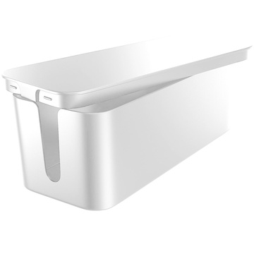 Kabel-Organizer, Schreibtisch-Bodenbehälter für Kabel, Lamellen, Alogy Box M, 31 cm, Weiß