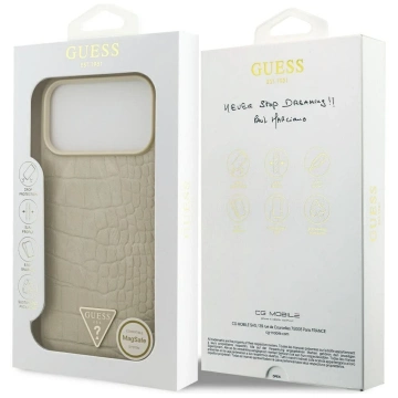 Etui Guess MagSafe do iPhone 17 Pro Max Croco Triangle Logo Gold