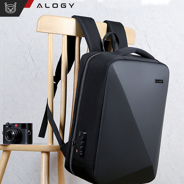 Alogy Urban Safe Anti-Diebstahl-Rucksack für 15,6-Zoll-Laptop mit USB-Anschluss, groß, wasserdicht, Unisex, Schwarz