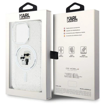 Etui Karl Lagerfeld KLHMP15LHGKCNOT do iPhone 15 Pro 6.1" transparent hardcase Karl&Choupette Glitter MagSafe