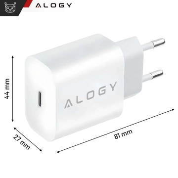 Ładowarka sieciowa szybka 30W USB-C USB typ C GaN PD do iPhone kostka Alogy Biała + Kabel USB-C 1m