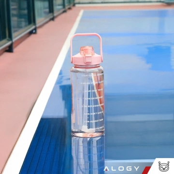 Große Flasche, Trinkflasche Alogy MotivHydro Motivational Messbecher 2l 2000ml Pink