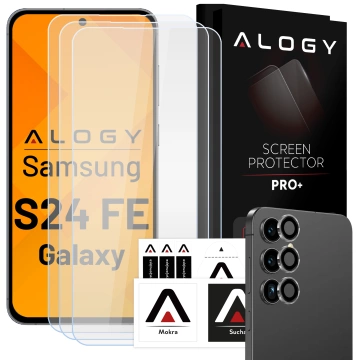 3x Szkło hartowane na ekran + szkło na obiektyw do Samsung Galaxy S24 FE ochronne szkiełko na ekran i aparat 9H Alogy GlassGuard Pack™️ zestaw szkieł ochronnych
