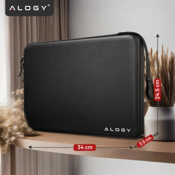 Torba na laptopa 13–14" do MacBook Air / Pro (M1 M2 M3 M4) – twarde etui ochronne Hard Foam, sztywna konstrukcja, ochrona przed uderzeniami i wilgocią – Alogy ShieldCase™ Czarna