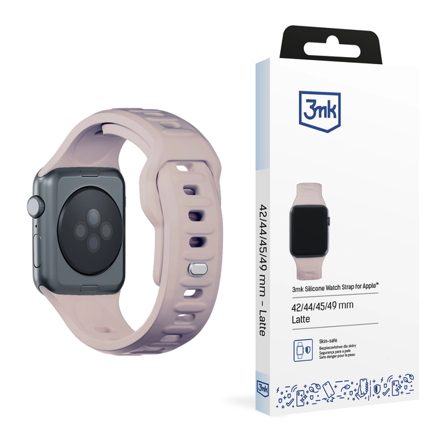 Smartwatch-Zubehör 3mk Silicone Watch Strap für Apple Watch 42/44/45/49 mm Latte