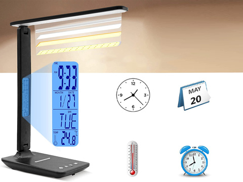 Tischleuchte Alogy LED 10W Qi Induktionsladegerät mit Display Schwarz