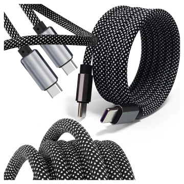 Kabel Zasilający USB-C do USB-C 65W 1m, Szybkie Ładowanie PD, Magnetyczny, Trwały i Elastyczny Przewód Alogy MagiCharge™ – Czarny + Ładowarka Sieciowa 3w1 65W 