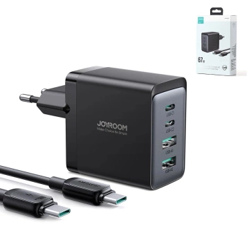 Joyroom TCG02 GaN 67W – szybka ładowarka 2× USB-C + 2× USB-A + kabel 100W
