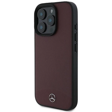 Etui Mercedes do iPhone 16 Pro Max 6.9" Czerwone MagSafe Hardcase Textured And Plain Leather 