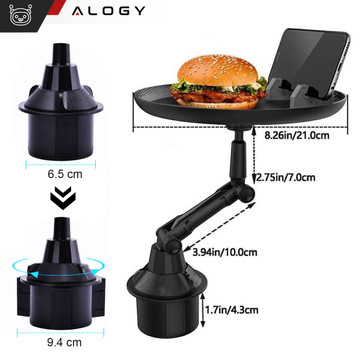 Stolik samochodowy podróżny taca tacka uchwyt na telefon jedzenie do auta Alogy Cup Holder Czarny