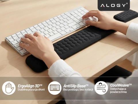 Alogy ErgoSupport™ Ergonomisches Tastatur- und Maus-Set aus Memory-Schaum, rutschfest und atmungsaktiv, Schwarz