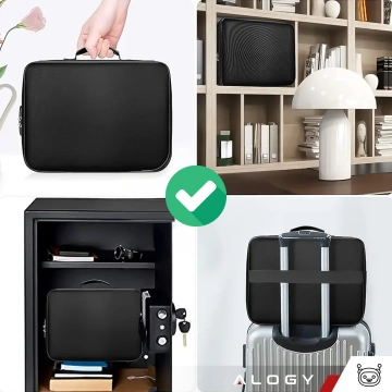 Alogy Dokumententasche mit Zahlenschloss – 37 x 26 x 11 cm, Schwarz