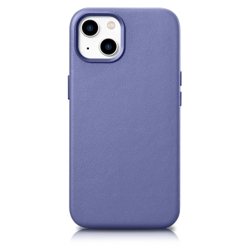 Etui na telefon iCarer Case Leather z naturalnej skóry do iPhone 14 Plus jasnofioletowy (kompatybilne z MagSafe) 