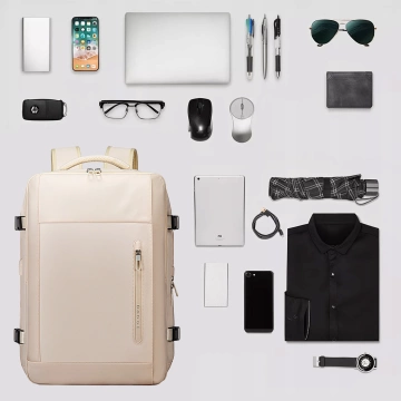 Bange wasserdichter Rucksack für 15,6-Zoll-Laptop, Stadtreisender, 45 x 30 x 16 cm, für Arbeit, Flugzeug, Herren, Damen, mit USB-Anschluss Schwarz