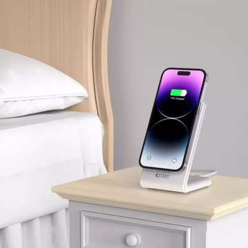 Ładowarka indukcyjna Qi Mag Safe 15W do iPhone bezprzewodowa stacja biurkowa biała